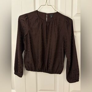Ann Taylor Chocolate Brown Blouse with Subtle Pattern